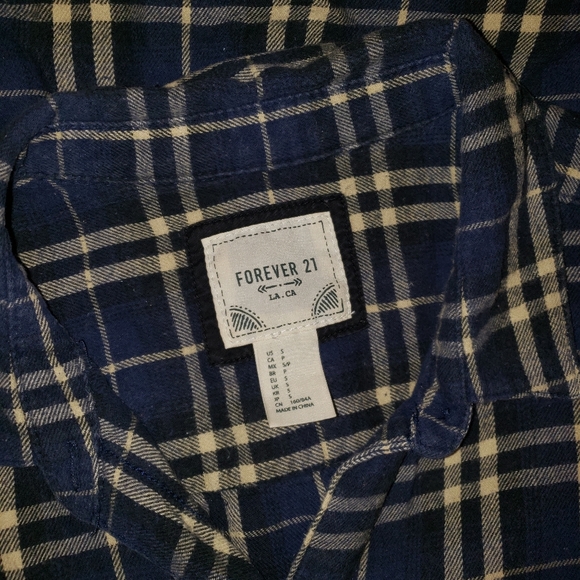 Forever 21 Fleece Flannel Blue And Beige - Picture 4 of 4